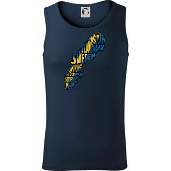 Mapy - názvy měst - Švédsko - Tílko pánské Core - L ( Námořní modrá (velmi tmavá - téměř černá) )