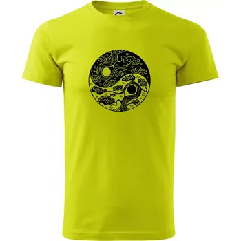 Yin & Yang sakura - Klasické pánské triko vyšší gramáže - 4XL ( Limetková )