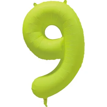 Balónek Amscan Fóliový balón narozeninové číslo 9 - Neon žlutá 86 cm