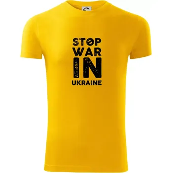 Pánská móda Černý nápis Stop war in ukraine - Viper FIT - Pánské zůžené tričko - 2XL ( Žlutá )