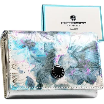 Střední peněženka z ekokůže a přírodní kůže Barva: modrá || vícebarevný