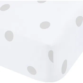 Prostěradlo Bílé/šedé napínací flanelové prostěradlo 135x190 cm Polka Dot – Catherine Lansfield ID_1800275