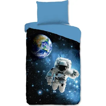 Povlečení Modré bavlněné dětské povlečení na jednolůžko 140x200 cm Astronaut – Good Morning ID_1808238
