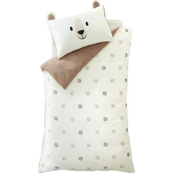 Povlečení Hnědé/krémové dětské povlečení na dvoulůžko z mikroplyše 200x200 cm Cosy Bear – Catherine Lansfield ID_1801077