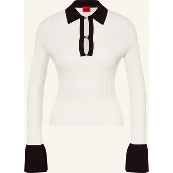 Dámské tričko Hugo Dámská Úpletová Polokošile Sharro, bílá / černá, 36