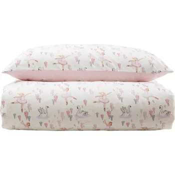 Povlečení Bílé/růžové bavlněné dětské povlečení do postýlky 120x150 cm Ballerina – Belle & Boo ID_1804363