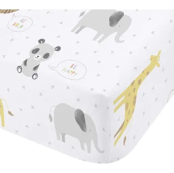 Prostěradlo Bílé napínací dětské prostěradlo do postýlky 70x140 cm Roarsome Animals – Catherine Lansfield ID_1800945