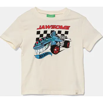 Dětské bavlněné tričko United Colors of Benetton béžová barva, s potiskem, 3I1XG10I3 3I1XG10I3.P.Seasonal 01X, vel. 90