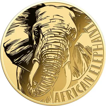 Zlatá mince s motivem afrického slona, mincová karta, ryzost 999/1000, dárkové zlato
