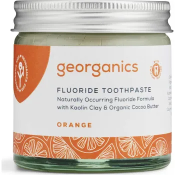 zubní pasta Georganics | Zubní pasta s fluoridem - Pomeranč 1350 ppm fluoridu, bambucké máslo, ochrana skloviny - 60 ml