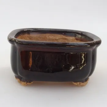 Květináč Keramická bonsai miska 7,5 x 7,5 x 3,5 cm černá