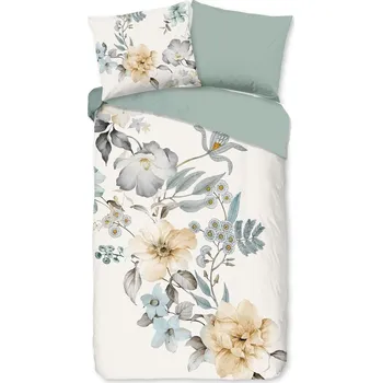 Povlečení Zelené/krémové bavlněné povlečení na jednolůžko/prodloužené 140x220 cm Celina – Good Morning ID_1808278