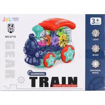 Vláček a vláčkodráha Lokomotiva narážecí s ozubenými kolečky na baterie průhledná Světlo Zvuk