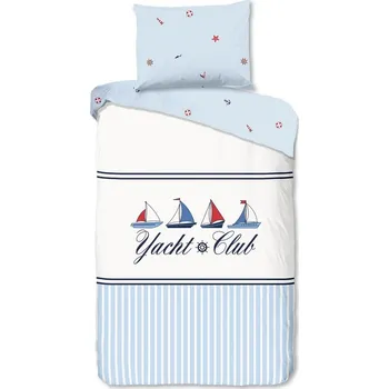 Povlečení Bílé/modré bavlněné povlečení na jednolůžko 140x200 cm Yachtclub – Good Morning ID_1808402