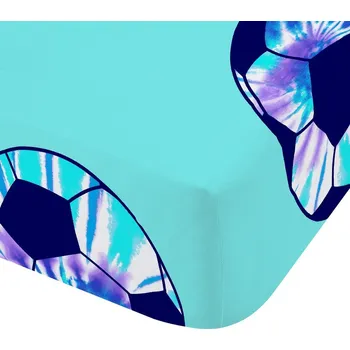 Prostěradlo Tyrkysové napínací dětské prostěradlo na dvoulůžko 135x190 cm Tie Dye Football – Catherine Lansfield ID_1801353