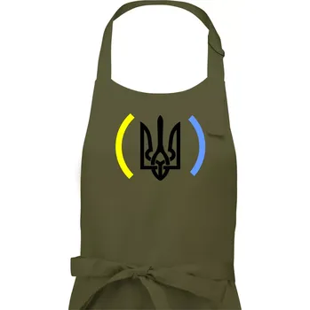 Kuchyňská zástěra Ukrajina trojzubec s barvami - Dámská zástěra na vaření - Univerzální velikost ( Khaki )