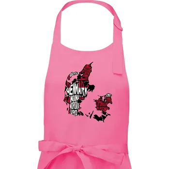 Kuchyňská zástěra Mapy - názvy měst - Dánsko - Pánská zástěra na vaření - Univerzální velikost ( Růžová )