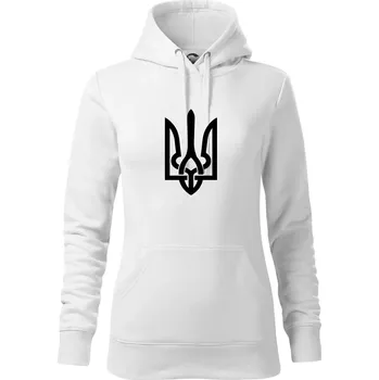 Dámská mikina Ukrajina trojzubec velký - Mikina dámská Cape s kapucí - XS ( Bílá )