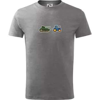 Ukrajinský traktorový pluk ulovil tank - Tričko dětské bavlněné - 98 cm / 2 roky ( Tmavě šedý melír )