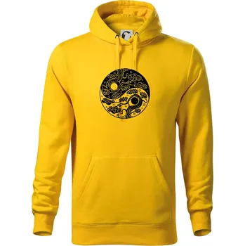 Pánská mikina Yin & Yang sakura - Mikina pánská Cape s kapucí - XL ( Žlutá )
