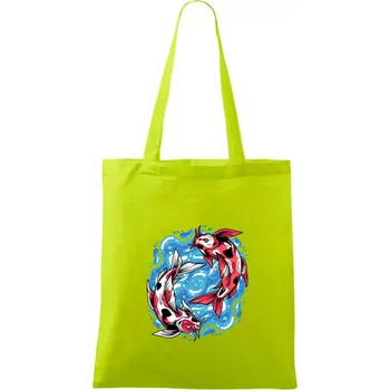 Yin & Yang Koi kapr - červený - Taška bavlněná - 42 x 38 cm ( Limetková )