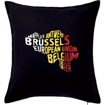 Polštář Mapy - názvy měst - Belgie - Polštář 50x50 - 50x50 - Pouze potah ( Černá )