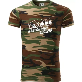 Pánské tričko Nebloudím, objevuji - hory - Army CAMOUFLAGE - 2XL ( Hnědý maskáč )