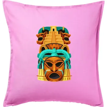 Polštář Mayové maska s pyramidou - Polštář 50x50 - 50x50 - Pouze potah ( Růžová )