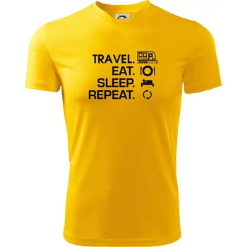 Chlapecké tričko Eat sleep travel - Velký přívěs - Dětské triko sportovní (dresovina) - 158 cm/12 let ( Žlutá )