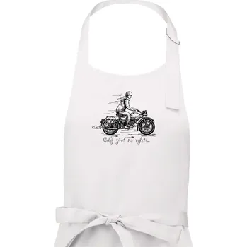 Kuchyňská zástěra Celý život na výletě - motorka - Dámská zástěra na vaření - Univerzální velikost ( Bílá )