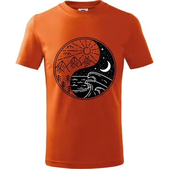 Chlapecké tričko Yin & Yang hory a moře - Tričko dětské bavlněné - 146 cm/10 let ( Oranžová )