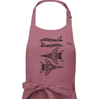 Kuchyňská zástěra Mig 29 Fulcrum - obrys - Pánská zástěra na vaření - Univerzální velikost ( Starorůžová )