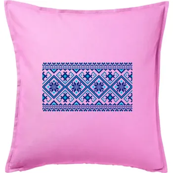 Polštář Ukrajinský vzor - modrý - Polštář 50x50 - 50x50 - Pouze potah ( Růžová )