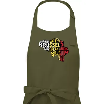 Kuchyňská zástěra Mapy - názvy měst - Belgie - Dámská zástěra na vaření - Univerzální velikost ( Khaki )