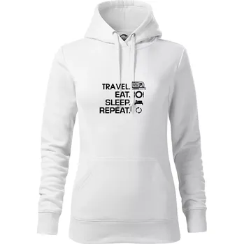 Dámská mikina Eat sleep travel - Velký přívěs - Mikina dámská Cape s kapucí - 2XL ( Bílá )
