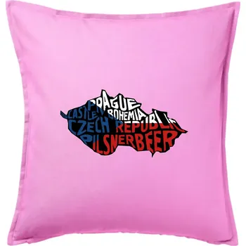 Polštář Mapy - názvy měst - Česko - Polštář 50x50 - 50x50 - Pouze potah ( Růžová )