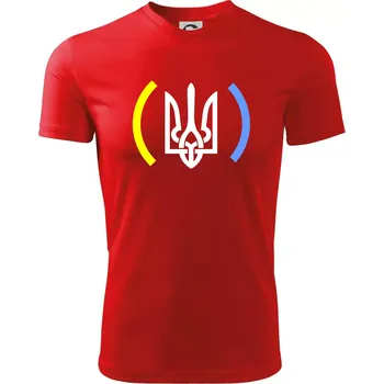 Pánské oblečení Ukrajina trojzubec s barvami - Pánské triko Fantasy sportovní (dresovina) - XL ( Červená )