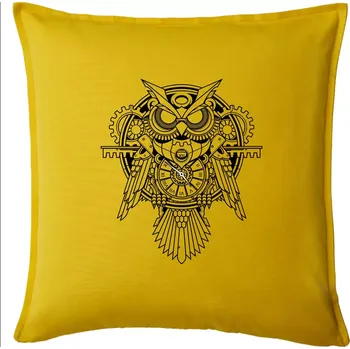 Polštář Steampunk sova černobílá - Polštář 50x50 - 50x50 - Pouze potah ( Žlutá )