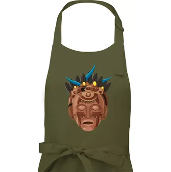 Kuchyňská zástěra Mayové maska hnědá - Dámská zástěra na vaření - Univerzální velikost ( Khaki )