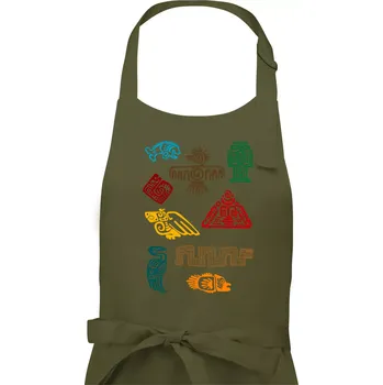 Kuchyňská zástěra Mayové - ikony příšery - Dámská zástěra na vaření - Univerzální velikost ( Khaki )
