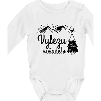 Vylezu všude - hory - Body kojenecké s dlouhým rukávem - Dlouhý r. 3-6 měs ( Bílá )