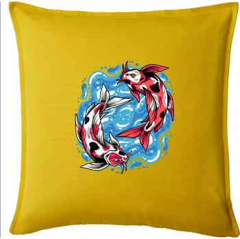 Polštář Yin & Yang Koi kapr - červený - Polštář 50x50 - 50x50 - Pouze potah ( Žlutá )