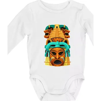 Mayové maska s pyramidou - Body kojenecké s dlouhým rukávem - Dlouhý r. do 3 měs ( Bílá )