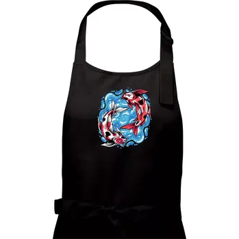 Kuchyňská zástěra Yin & Yang Koi kapr - červený - Pánská zástěra na vaření - Univerzální velikost ( Černá )