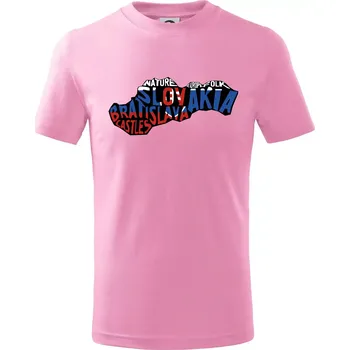 Chlapecké tričko Mapy - názvy měst - Slovensko - Tričko dětské bavlněné - 158 cm/12 let ( Růžová )