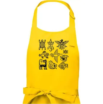 Kuchyňská zástěra Aztécká zvířata - Pánská zástěra na vaření - Univerzální velikost ( Žlutá )