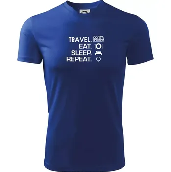 Pánské tričko Eat sleep travel - Van - Pánské triko Fantasy sportovní (dresovina) - XL ( Královská modrá )
