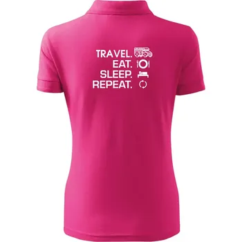 Eat sleep travel - alkovna - Polokošile dámská Pique Polo - 3XL ( Purpurová )