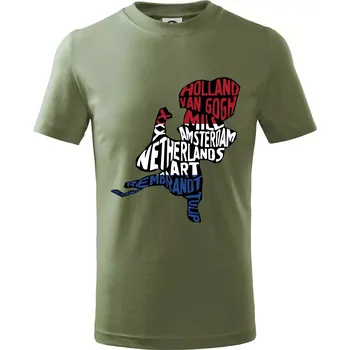 Mapy - názvy měst - Nizozemí - Tričko dětské bavlněné - 146 cm/10 let ( Khaki )
