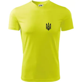 Pánské tričko Ukrajina trojzubec prso - Pánské triko Fantasy sportovní (dresovina) - XL ( Neonově žlutá )